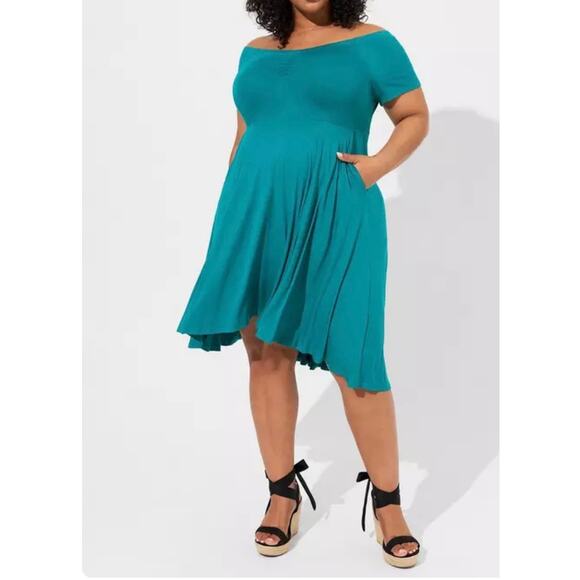 Torrid Dresses & Skirts - NWT Torrid Super Soft size 3 3X teal stretch knit dress with pockets